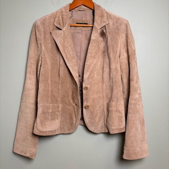 Vintage Context Womens Suede Leather Blazer Jacket Sz L Country Preppy 90s Y2K - Picture 3 of 15